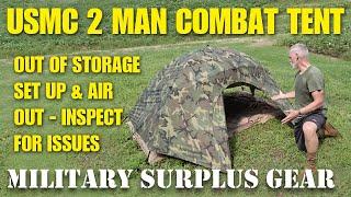 USMC 2-Man Combat Tent Setup for Inspection & Field Use | Military Gear Review