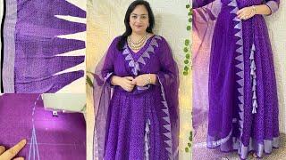 Anarkali kurti from saree cutting and stitching /saree reuse idea #anarkali #ashigautam