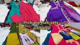 chickpet wholesale kurtis sets pick any @650rs| single piece courier available | partywear kurties