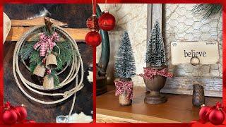 Rustic Primitive Bells ~ Bottle Brush Trees ~ Flash Card Holder