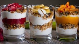 How To Make GREEK YOGURT + 3 Fruit & Granola PARFAIT ideas