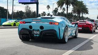 BEST SUPERCAR EXITS from Exotics and Espresso - Bugatti Chiron, Ferrari SF90, Aventador SVJ, McLaren