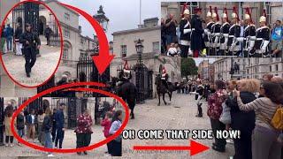 Oi Come That Side Now!Armed Police Clears The Way For The King’s Horse Guard… Stubborn Tourists!