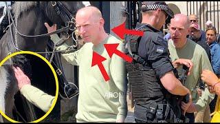 HE DID THIS!! Man DELIBERATELY PROVOKES The Horse and Guard, Armed Officer INTERVENE!!