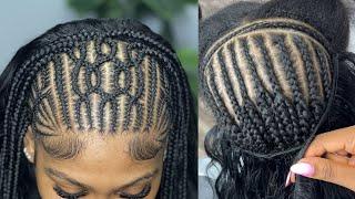 Half sewin half feedin braids | How to do half sewin half braids 