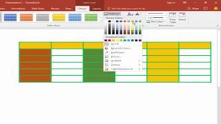 How to Add or change Row and Columns Color in Powerpoint Document 2017