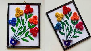 Flower wall hanging | Woolen Flower wall hanging |DIY Easy Woolen Flower wall hanging |Woolen crafts