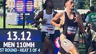 110m Hurdles 2024 U.S. Olympic Trials, Round 1 Heat 3, Trey Cunningham, Dylan Beard