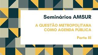 Resumo - Seminários AMSUR: A Questão Metropolitana Como Agenda Pública - Parte 3