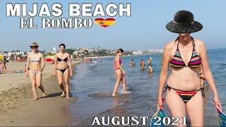 EL BOMBO MIJAS SPAIN BEACH WALK AUGUST 2021, Hot Summer Beach Walk Updates (ASMR) [4K]