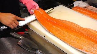 How To Fillet a Whole Salmon 切割鮭魚生魚片 -How To Make Sushi Series