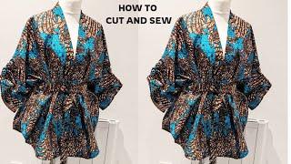 How to cut and sew a simple kimono Top with ruched sleeves. #wearlala #kimono #sewing #ankarastyles