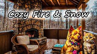 ️ Relaxing Fireplace Music | Crackling Fire & Snowfall in Forest 