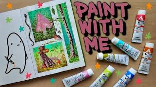 FILL A SKETCHBOOK PAGE WITH ME - I paint with gouache and talk a bunch