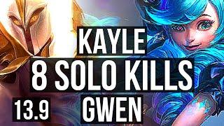 KAYLE vs GWEN (TOP) | 8 solo kills, 800+ games, 10/2/6 | KR Master | 13.9