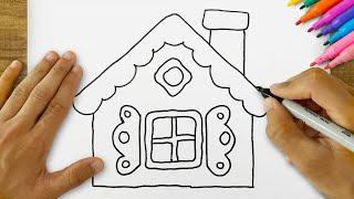 How to Draw an Easy House? Very Simple House Drawing