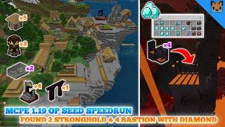 Minecraft pe 1.19 Op Seed Speedrun  - Village & Pillage with 2 Stonghold - Portal Found 4 Bastions!