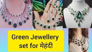 Green Jewellery set for mehandi मेहंदी | Bridal  Jewellery #bridaljewellery #jewelry #greenjewelry