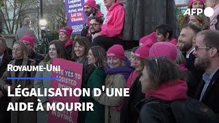 Des manifestants célèbrent le vote des députés britanniques pour légaliser l'aide à mourir | AFP