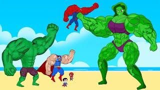 Team Hulk & Spider Man, Super Man Vs Evolution Of MUSCLE- SHE HULK: Who Is The King Of Super Heroes?