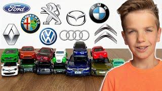 Mark and his new small diecast cars - BMW Nissan Ford Jeep Renault Mazda