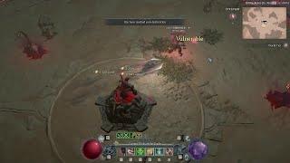 Diablo 4 Rogue PvP Level 100 Barbarian, bursting down a HOTA Barbarian in the blink of an eye