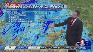 Rain and snow moving in for Christmas and the weekend