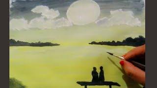Full Moon couple Landscape ∆Painting|M.j art work