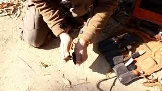 Making fire with flint striker부싯돌로 불피우기 플린트 bushcraft korea survival 부시크래프트