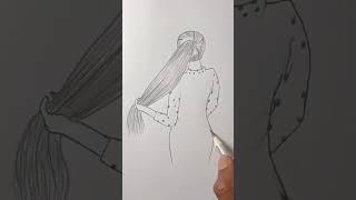 Girl backside Drawing / long hair girl drawing / Arun Easy Art