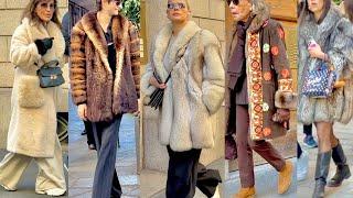 WINTER 2025 FASHION TRENDS️VINTAGE FUR COATS RHAPSODY MILAN STREET STYLE #vanityfair