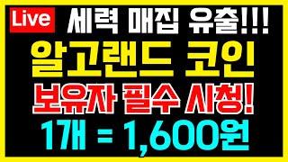 알고랜드코인 업비트 세력이 매집중입니다 1,600원까지 올라간다는 속보 #알고랜드 #알고랜드코인 #알고랜드전망 #알고랜드호재 #알고랜드분석 #알고랜드차트 #ALGO