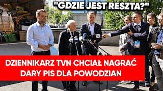 "Gdzie jest reszta?". Ciężarówka darów PiS. Dziennikarz TVN chciał je nagrać