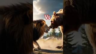 Grizzly Bear vs Lion #animalshorts #lion #bear