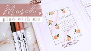 March 2022 bullet journal setup | plan with me | cute orange theme 