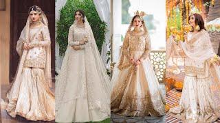 Nikah dresses design // White & golden colour nikah dress design // long maxi  & gharara dresses2023