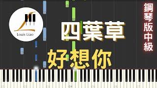 四葉草 好想你 鋼琴教學 Synthesia 琴譜 鋼琴版 中級