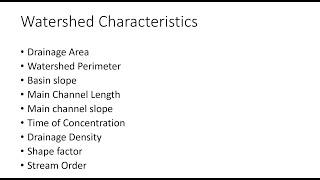 Synthetic Unit Hydrograph and definition of Watershed Characteristics