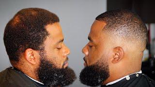 HAIRCUT TUTORIAL || MID FADE AND BEARD FADE HOW TO || BALDING FIX NO ENHANCEMENTS