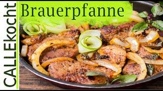 Deftige Brauerpfanne: Nackensteaks mit blonden Zwiebeln.