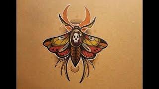 How to draw a Neo Traditional Moth Tattoo Style