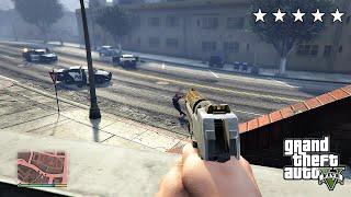 GTA 5 - Michael's FIRST PERSON FIVE STAR COP BATTLE (GTA V Funny Moments)