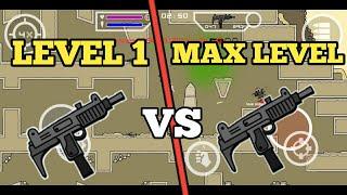 LEVEL 1 VS MAX LEVEL GUNS IN MINI MILITIA !!