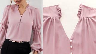 Discover the Secrets of Sewing a Ruffle Half Button Blouse with Sewing Tips and Tricks