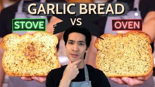 How to Make CRISPY AND CRUNCHY GARLIC BREAD at Home | Stovetop Garlic Bread vs Oven Garlic Bread