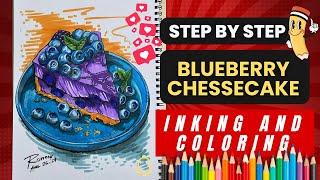 How to Draw a Delicious Blueberry Cheesecake: Step-by-Step Art Tutorial