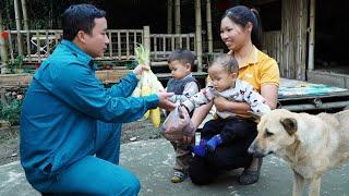 The kind policeman returned to give gifts to DUNG DAU and built a chicken coop for many chicks