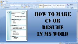 How to make a affective CV/Resume in Microsoft Word Urdu/HIndi (2020)