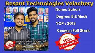 Besant Technologies Reviews | Recently Placed Students Details | Training in Chennai with Placements