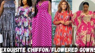 Exquisite Flowered& Chiffon Dresses/Cute Chiffon Gowns/Beautiful Flowered Gowns